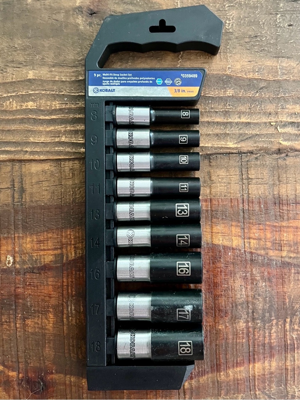 Kobalt 3/8" drive metric socket set deepwell 12-point garage shop tools holder